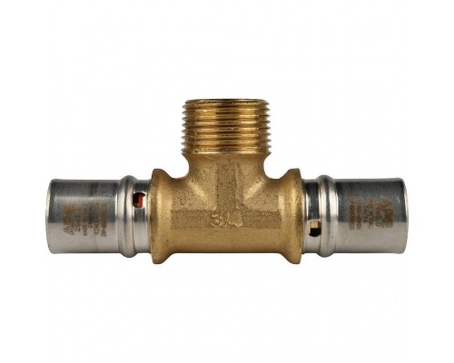 Тройник-переходник STOUT с наружной резьбой 20х3/4 х20 для металлопластиковых труб прессовой (SFP-0008-203420)