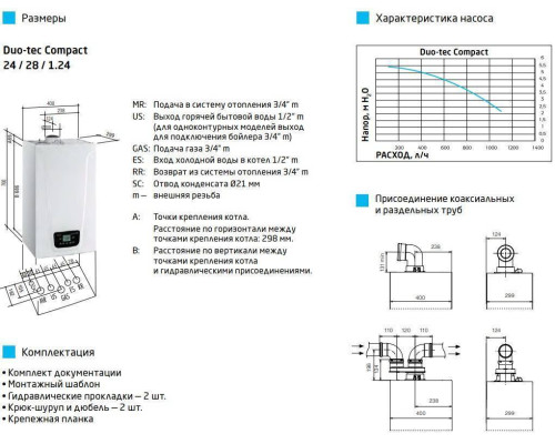 Газовый настенный котел Baxi DUO-TEC COMPACT 24 GA конденсационный (A7722038)