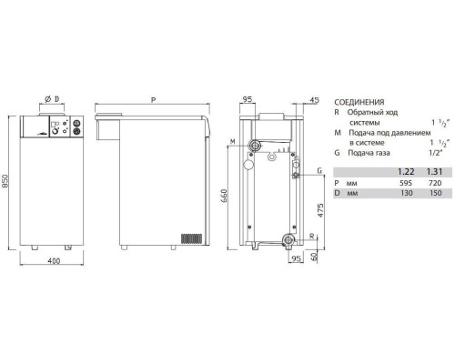 Газовый напольный котел Baxi SLIM EF 1.22 с открытой камерой (A7116065)