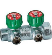 Коллектор FAR 1" х 3/4" 2 выхода, регулирующий, плоское уплотнение