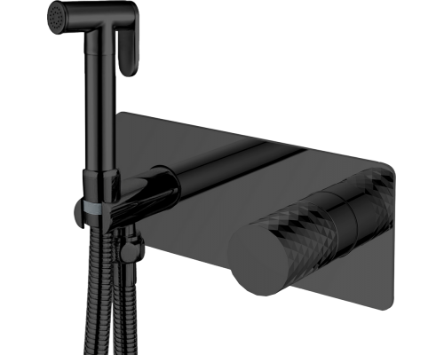 Гигиенический душ Boheme Stick 127-BB со смесителем, С ВНУТРЕННЕЙ ЧАСТЬЮ, diamond matt black