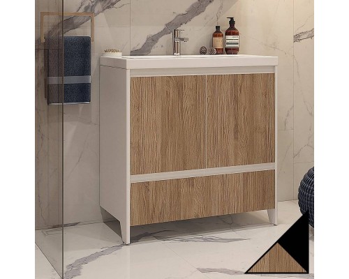Тумба под раковину Velvex Klaufs 80.2D.1Y черная, шатанэ, напольная