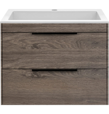 Тумба с раковиной Vincea Chiara 2D 60, 2 ящика, темный дуб, с белой раковиной