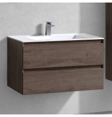 Тумба с раковиной Vincea Luka 80 2 ящика, темный дуб