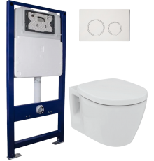 Комплект Унитаз подвесной Ideal Standard Connect E719601 с микролифтом + Система инсталляции для унитазов KUPÁLA Jado W22-01 с кнопкой смыва хром