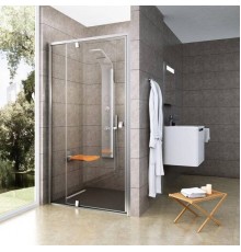 Душевая дверь в нишу Ravak Pivot PDOP2-110 Transparent, профиль хром (Ненадлежащее качество: помят профиль, царапины на профиле)