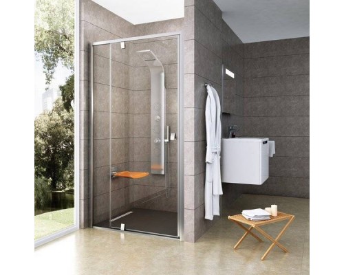 Душевая дверь в нишу Ravak Pivot PDOP2-110 Transparent, профиль хром (Ненадлежащее качество: помят профиль, царапины на профиле)