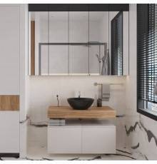Мебель для ванной комнаты VitrA Ольборг 50: столешница 100, без отверстий, дуб французский + 2 тумбы 50