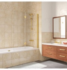 Шторка на ванну Vegas Glass E2V LUX 120 09 01 R профиль золото, стекло прозрачное