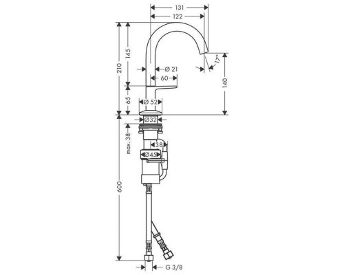 Axor One Смеситель для раковины, 1 отв., Select, со сливом push-open, цвет: хром. 48010000