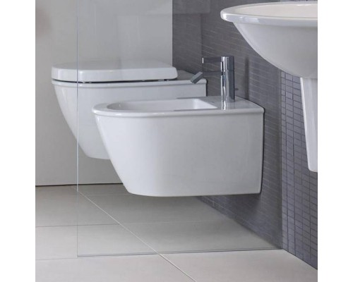 Duravit Darling New Биде подвесное компакт с перел., с плоскостью под смес., вкл. крепление Durafix, 36.5x48.5см, Цвет: Белый. 2256150000