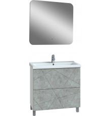Мебель для ванной комнаты Vigo Geometry 80 напольная, бетон, раковина Velvex 9696 80