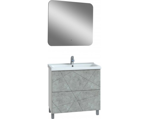 Мебель для ванной комнаты Vigo Geometry 80 напольная, бетон, раковина Velvex 9696 80