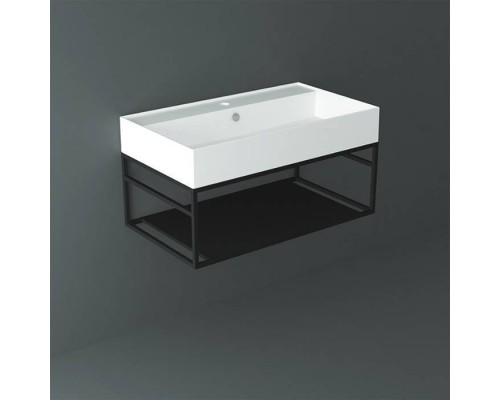 Simas Agile Структура металлическая 81x46xh28см, подвесная, для раковины с 1 отв., AG81, с 1 полкой, цвет: черный матовый. AGSS81 Simas Agile Структура металлическая 81x46xh28см, подвесная, для раковины с 1 отв., AG81, с 1 полкой, цвет: черный матовый. AGSS81