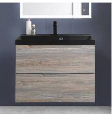 Тумба с раковиной BelBagno Vittoria 80 подвесная, pino, черная матовая раковина