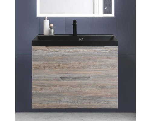 Тумба с раковиной BelBagno Vittoria 80 подвесная, pino, черная матовая раковина