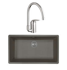 Комплект Мойка Florentina Вега 700 черная + Смеситель Grohe Euroeco