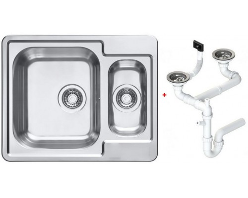 Alv 1089612 Line Maxim 50 Мойка I обор, 1½ чаши, 0,8 мм, SAT, 3½ 615х500х190 мм+сиф 1130555 шк 600 1089612