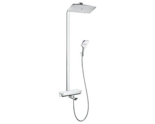 Hansgrohe Raindance Select 360 Showerpipe Душевая стойка с верхним душем 36х36см., термостатом и ручным душем, цвет: хром/белый. 27113400 Hansgrohe Raindance Select 360 Showerpipe Душевая стойка с верхним душем 36х36см., термостатом и ручным душем, цвет: хром/белый. 27113400