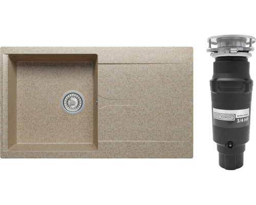 Комплект Мойка Polygran Gals 860 песочная + Измельчитель Bone Crusher BC 910-SL-Slim Line