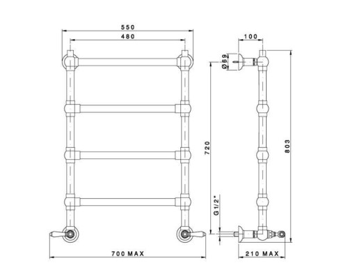 Nicolazzi Complementi Arredo Полотенцесушитель электрический 55х79.5см, цвет: Bronze Plated. 5528EBZ