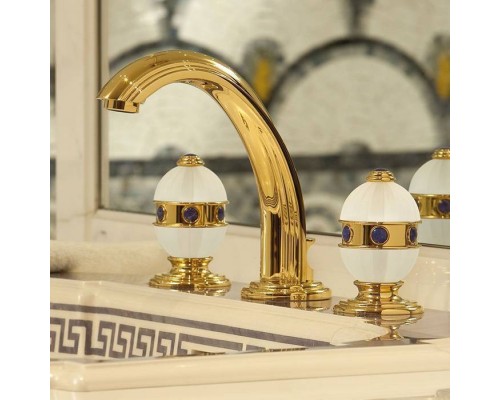 THG Amboise Lapis Lazuli Смеситель для раковины, 3 отв., цвет: золото/лазурит. A1K-F01-151