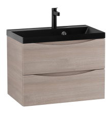 Тумба с раковиной BelBagno Marino 70, подвесная, rovere grigio, черная раковина