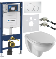Комплект Унитаз подвесной Jacob Delafon Patio E4187 + Крышка E70021 с микролифтом + Инсталляция Geberit Duofix UP 320 111.300.00.5 + Кнопка Sigma 01 115.770.11.5 белая + Крепления 111.815.00.1 к стене + Звукоизоляция 156.050.00.1