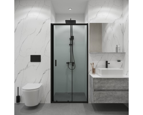 Душевая дверь в нишу Niagara Eco NG-651-9AB, 90 см профиль черный, стекло прозрачное