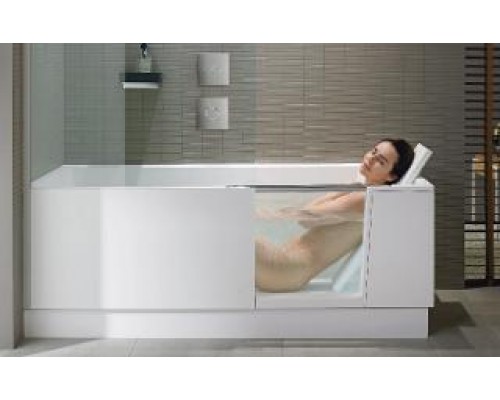 DURAVIT Shower + Bath Bathtub Ванна 170х75хh210.5см, прямоугольная с входной дверью и душевой шторкой ЗЕРКАЛЬНОЙ, SX - левосторонняя, цвет: белый. 700403000100000,  791246000001000