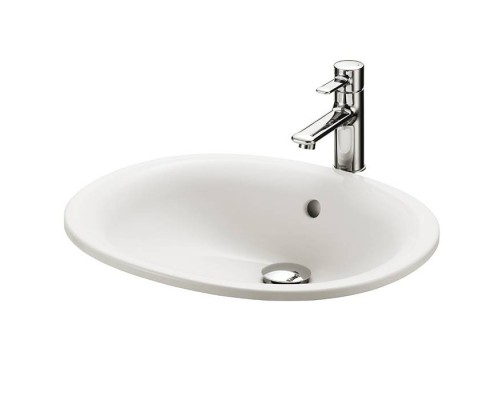 Toto Public Раковина 53x45x17.7см., встраиваемая сверху, без отв., с переливом, CeFiONtect, цвет: белый. LW762Y