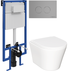 Комплект Унитаз подвесной Ceramicanova Forma CN3011 с микролифтом + Инсталляция STWORKI 510162 + Кнопка Хельсинки 500473 хром матовая