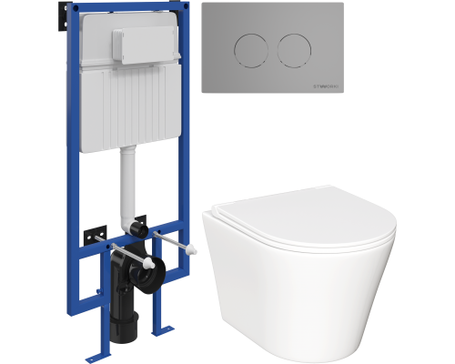 Комплект Унитаз подвесной Ceramicanova Forma CN3011 с микролифтом + Инсталляция STWORKI 510162 + Кнопка Хельсинки 500473 хром матовая