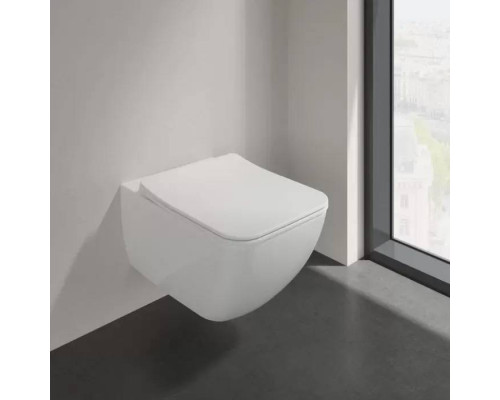 VilleroyBoch Venticello Унитаз подвесной 375*560*330, безободковый, в комплекте сиденье SlimSeat Line, микролифт, цвет альпийский белый. 4611RL01