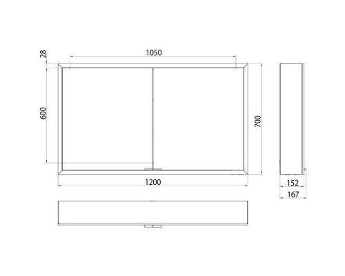 Emco Asis prime Зеркальный шкаф 120х15.2х70см., навесной, 2 дверки, 2 стекл.полки LED-подсветка сенсорн., розетка, боковые панели зеркало. 9497 060 84
