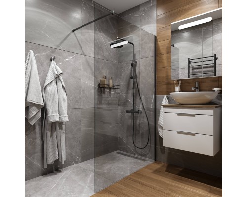 Душевая перегородка DIWO Орёл 120 см, профиль черный матовый