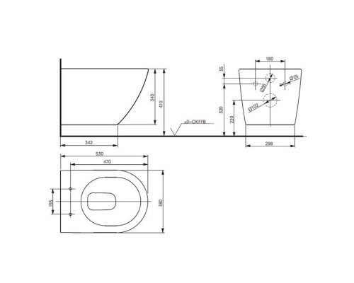 TOTO NC Унитаз подвесной 38x53x34см, безободковый, Tornado Flush, CeFiONtect, цвет: белый. CW762Y