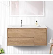 Тумба с раковиной BelBagno Kraft 100 L, 2 ящика, дверца, rovere nebrasca nature