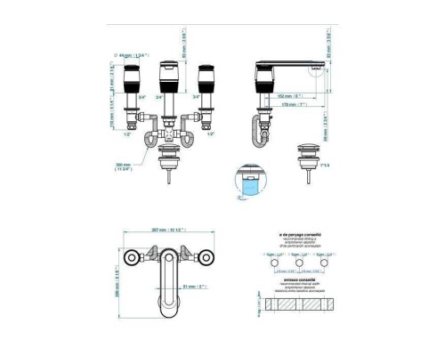 THG CORVAIR FIOR DI BOSCO Смеситель для раковины на 3 отверстия, с донным клапаном, цвет: полированное золото. U8K-F01-151 THG CORVAIR FIOR DI BOSCO Смеситель для раковины на 3 отверстия, с донным клапаном, цвет: полированное золото. U8K-F01-151