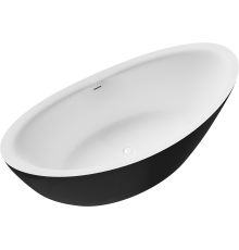 Акриловая ванна Grossman Galaxy GR-1402MB 180x85 см, отдельностоящая, овальная, с каркасом, со сливом-переливом, черная, матовая
