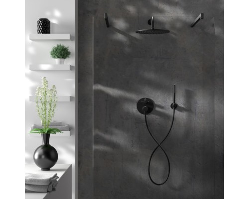Ideal Standard Ceratherm T100 Душевой комплект: встраиваемый термостатический смеситель, верхний душ Oslash;30см., держатель, лейка для душа и шланг 175см., цвет: черный матовый. A7573XG