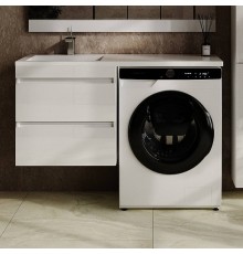 Тумба с раковиной Style Line Даллас Леон 120 L Люкс Plus подвесная, белая, для стиральной машины