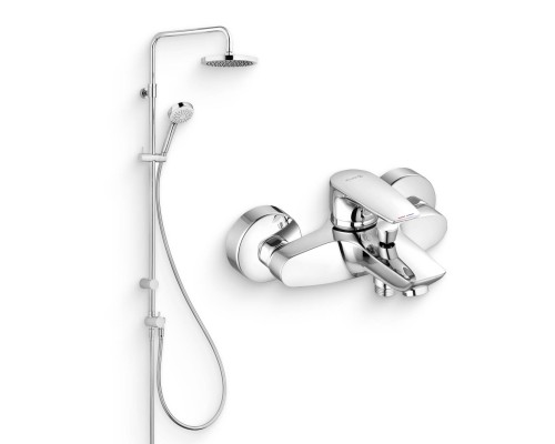 Душевой комплект Смеситель Kludi Pure Solid 346810575 + Стойка Logo dual shower system 6809305-00