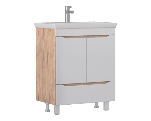 Тумба под раковину Vigo Grani 70 белая, дуб золотой, для раковины Cersanit Como 70