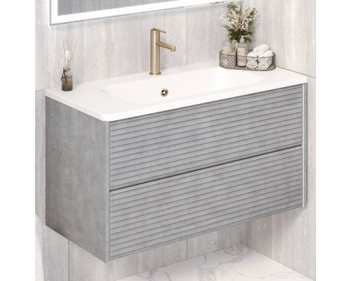 Тумба с раковиной Aqua de Marco Parma 100 подвесная, дымчатая серая