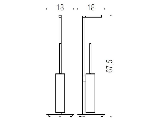 Colombo MiniQ Стойка напольная с ершом и держателем т/б L18x18 H67,5см, цвет: хром. B5018.CR-RNE