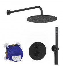 Ideal Standard Ceratherm T100 Душевой комплект: встраиваемый термостатический смеситель, верхний душ Oslash;30см., держатель, лейка для душа и шланг 175см., цвет: черный матовый. A7573XG