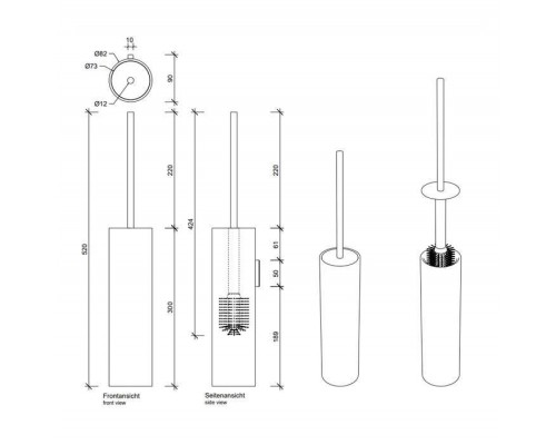 Decor Walther Black Stone WBG Туалетный ершик, подвесной, цвет: черный матовый / матовая сталь. 0970965