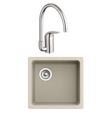 Комплект Мойка Rivelato Berkana BK-45 beige scuro + Смеситель Grohe Euroeco