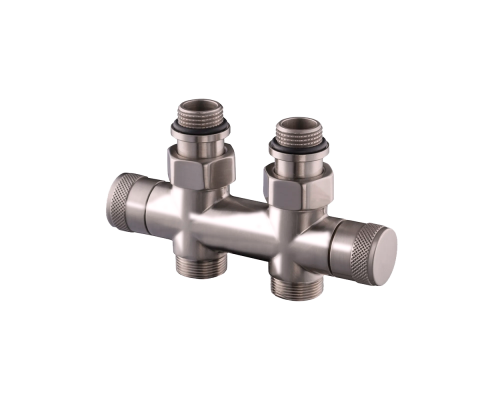 Узел прямой SR Rubinetterie Tondera 50 мм, запорный 1/2 х3/4Е, цвет матовый никель 0692-1500NSE0